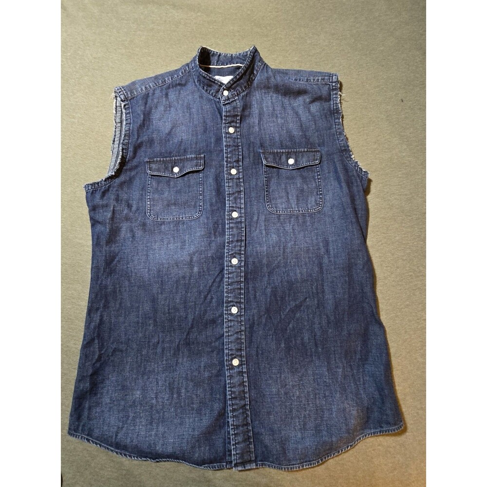 Unique Peter Millar Denim Vest Size Medium Frayed Edges 100% Cotton